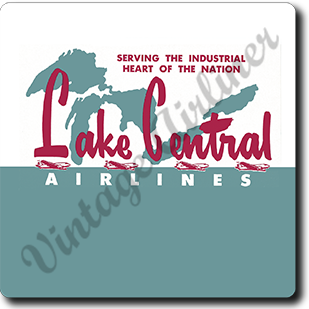 Lake Central Airlines Vintage Bag Sticker Square Coaster