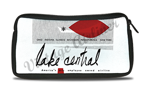 Lake Central Airlines 1960's Bag Sticker Travel Pouch