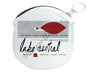 Lake Central Airlines 1960's Bag Sticker Round Coin Purse