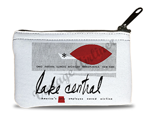 Lake Central Airlines 1960's Bag Sticker Rectangular Coin Purse