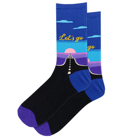 Let's Go Women's Travel Themed Crew Socks