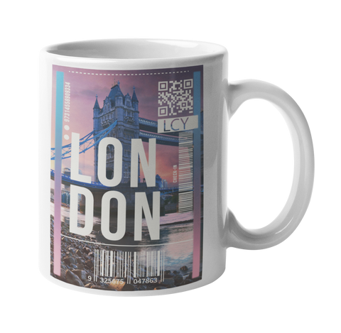 London Baggage Tag Art Coffee Mug