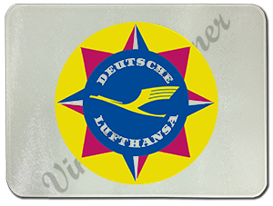Lufthansa Vintage Bag Sticker Glass Cutting Board