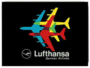 Lufthansa Vintage 1970's Bag Sticker Glass Cutting Board