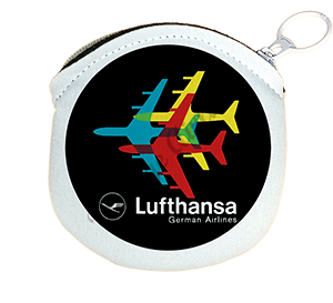 Lufthansa 1970's Vintage Bag Sticker Round Coin Purse