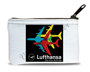 Lufthansa Airlines 1970's Vintage Bag Sticker Rectangular Coin Purse