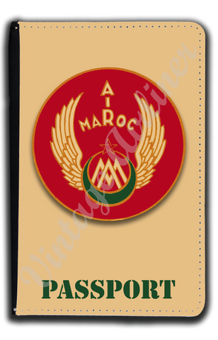 Air Maroc 1940's Vintage Baggage Sticker Passport Case