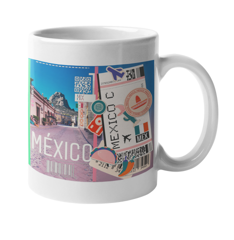Ticket To Mexico Collage Art Coffee Mug