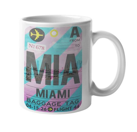 Miami Airport Baggage Tag Art Coffee Mug