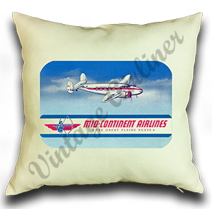Mid-Continent Airlines 1940's Vintage Cover Pillow Case Cover