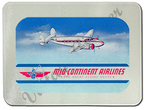 Mid-Continent Airlines Vintage 1940's Bag Sticker Glass Cutting Board
