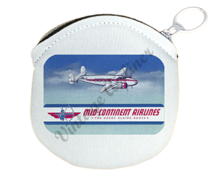 Mid-Continent Airlines Vintage Bag Sticker Round Coin Purse