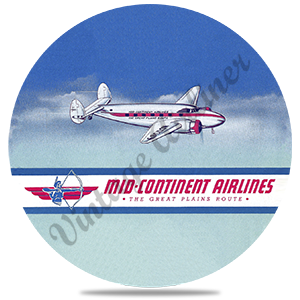 Mid-Continent Airlines 1940's Vintage Round Coaster