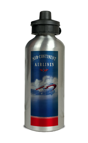 Mid-Continent Airlines Timetable Cover Aluminum Water Bottle