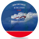 Mid-Continent Airlines Timetable Cover Bag Sticker Round Coaster