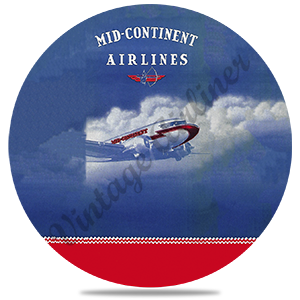 Mid-Continent Airlines Timetable Cover Bag Sticker Round Coaster