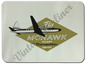 Mohawk Airlines 1950's Vintage Bag Sticker Glass Cutting Board