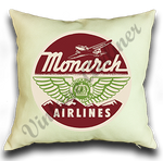 Monarch Airlines 1950's Vintage Pillow Case Cover