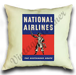 National Airlines 1950's Vintage Pillow Case Cover