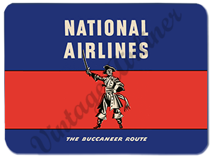 National Airlines 1950's Vintage Bag Sticker Glass Cutting Board