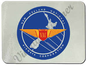 New Zealand National Airways Vintage Bag Sticker Glass Cutting Board