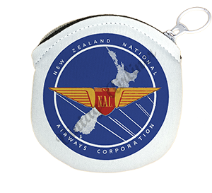 New Zealand National Airways Vintage Bag Sticker Round Coin Purse