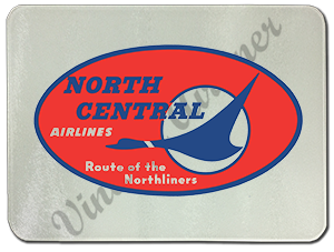 North Central Airlines Vintage Bag Sticker Glass Cutting Board