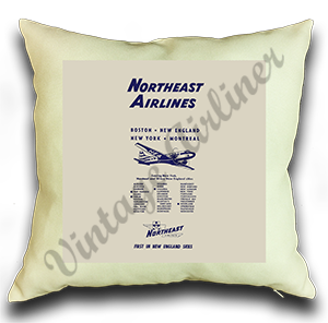 Northeast Airlines Vintage Timetable Pillow Case Cover