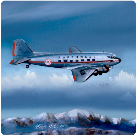 Northwest Airlines DC3 Square Coaster by Rick Broome