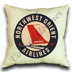 Northwest Orient Airlines 1950s Vintage Bag Sticker Linen Pillow Case Cover