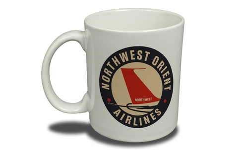 Northwest Orient Airlines Vintage 1950's Bag Sticker  Coffee Mug
