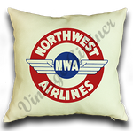 Northwest Airlines 1930s Vintage Bag Sticker Linen Pillow Case Cover