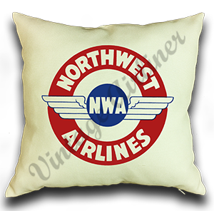 Northwest Airlines 1930s Vintage Bag Sticker Linen Pillow Case Cover