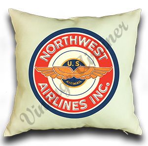 Northwest Airways Vintage 1940's Bag Sticker Linen Pillow Case Cover