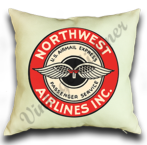 Northwest Airlines 1940's Bag Sticker Linen Pillow Case Cover