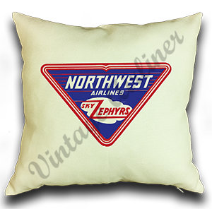 Northwest Airlines 1930's Sky Zephyr Bag Sticker Linen Pillow Case Cover