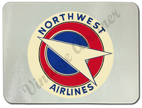 Northwest Airlines Vintage Glass Cutting Board