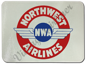 Northwest Airlines 1930's Vintage Bag Sticker Glass Cutting Board