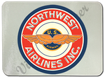 Northwest Airlines 1940's Vintage Bag Sticker Glass Cutting Board