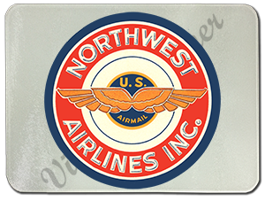 Northwest Airlines 1940's Vintage Bag Sticker Glass Cutting Board
