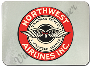 Northwest Airlines 1940's Bag Sticker Glass Cutting Board