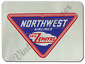 Northwest Airlines 1930's Sky Zephyr Bag Sticker Glass Cutting Board