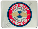 Northwest Airlines Vintage Bag Sticker Glass Cutting Board