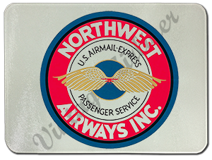 Northwest Airlines Vintage Bag Sticker Glass Cutting Board