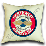 Northwest Airways 1940s Vintage Bag Sticker Linen Pillow Case Cover