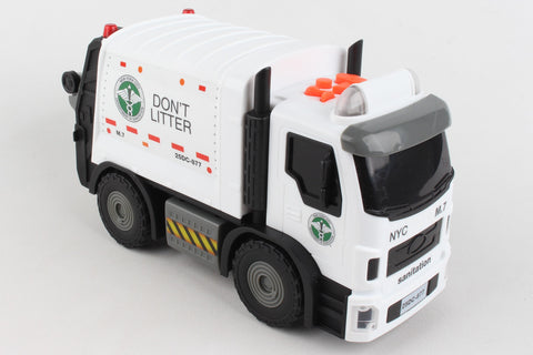 NY MOTORIZED GARBAGE TRUCK W/LIGHTS & SOUND & LIFTING TRASH