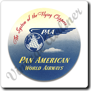 Pan Am Vintage Baggage Sticker Square Coaster