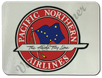 Pacific Northern Airlines Vintage Bag Sticker Glass Cutting Board