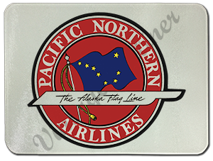 Pacific Northern Airlines Vintage Bag Sticker Glass Cutting Board
