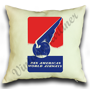 Pan American World Airways 1940's Vintage Linen Pillow Case Cover